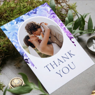 結婚式のお礼 フォト ウォーターカラー 花 サンキューカード
