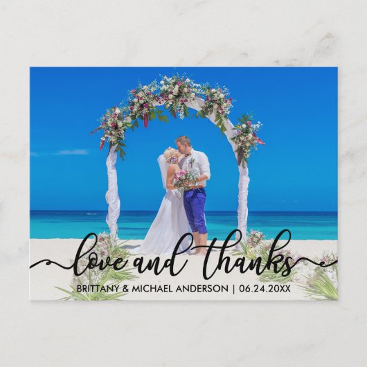 結婚式のお礼 |  フォト 愛と感謝 ポストカード (正面)
