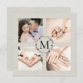 結婚式のお礼 モノグラム フォト コラージュ 招待状 (正面/裏面)