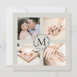 結婚式のお礼 モノグラム フォト コラージュ 招待状