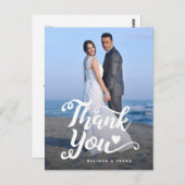 結婚式のお礼 | 写真に手書きスクリプトをオーバーレイ ポストカード (正面/裏面)