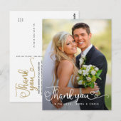 結婚式のお礼 | 写真に手書きスクリプトを重ねて ポストカード (正面/裏面)