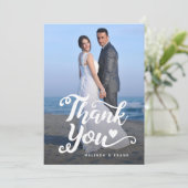 結婚式のお礼 | 写真の上にスクリプトのポストカード 招待状 (スタンド正面)