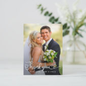 結婚式のお礼 | 写真上の手書きスクリプト ポストカード (スタンド正面)