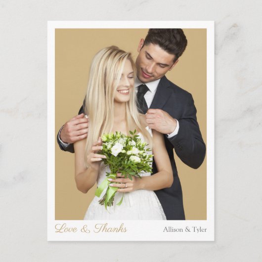結婚式のお礼、写真、名前＆メッセージ ポストカード (正面)
