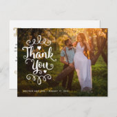 結婚式のお礼 | 手書きスクリプトと写真 ポストカード (正面/裏面)