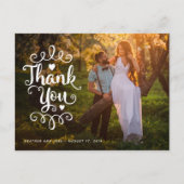 結婚式のお礼 | 手書きスクリプトオーバーフォト ポストカード (正面)