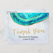 結婚式のお礼 水彩 ターコイズゴールド アゲートジオード ポストカード (正面/裏面)