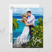 結婚式のお礼 現代のブラシスクリプト フォト ポストカード (正面/裏面)