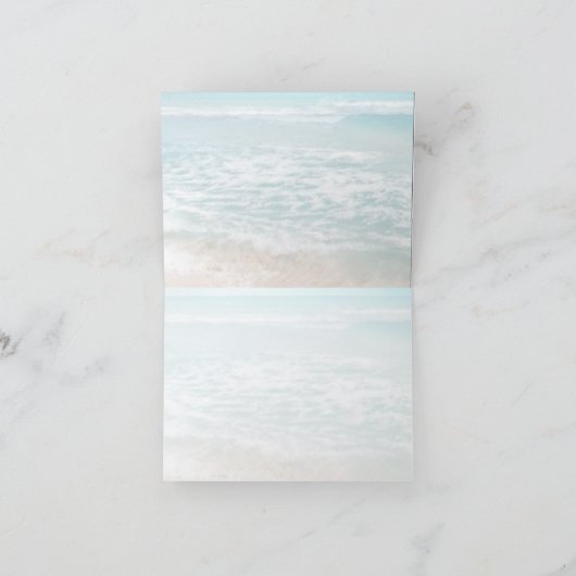 結婚式のお礼 | 現代のモノグラムビーチウェディング サンキューカード (内部)