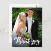 結婚式のお礼 | 白い手書き文字と写真 ポストカード (正面/裏面)