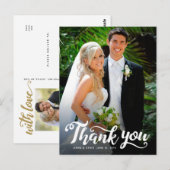 結婚式のお礼 | 白い手書き文字を写真の上に ポストカード (正面/裏面)