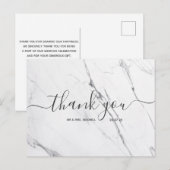 結婚式のお礼 | 白大理石スクリプトポストカード ポストカード (正面/裏面)
