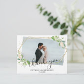 結婚式のお礼 緑の幾何学的な写真 ポストカード (スタンド正面)