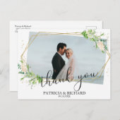 結婚式のお礼 緑の幾何学的な写真 ポストカード (正面/裏面)