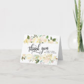 結婚式のお礼 花の水彩 ピンク アイボリー サンキューカード (正面)