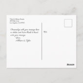 結婚式のお礼、黒とローズゴールドの大理石、メッセージ ポストカード (裏面)