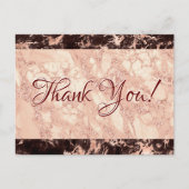 結婚式のお礼、黒とローズゴールドの大理石、メッセージ ポストカード (正面)