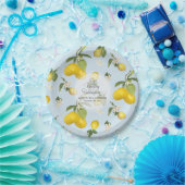 結婚式のお祝いのロイヤルブルーレモン花の柑橘類 ペーパープレート (パーティー)