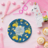 結婚式のお祝いのロイヤルブルーレモン花の柑橘類 ペーパープレート (パーティー)