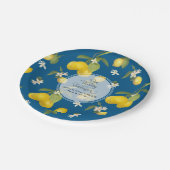 結婚式のお祝いのロイヤルブルーレモン花の柑橘類 ペーパープレート (アングル)