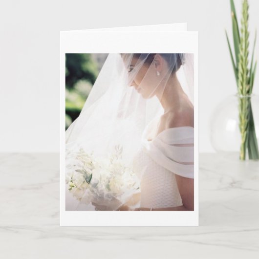 結婚式のお祝いの日と美しい花嫁 カード (正面)