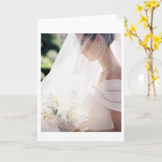 結婚式のお祝いの日と美しい花嫁 カード (黄色い花)