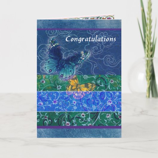 結婚式のお祝いのasianesqueの蝶 カード (正面)