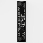 結婚式のお祝い黒板およびメーソンジャー 横断幕 (縦)