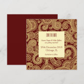 結婚式のご案内カード 赤 インド風 招待状 (正面/裏面)