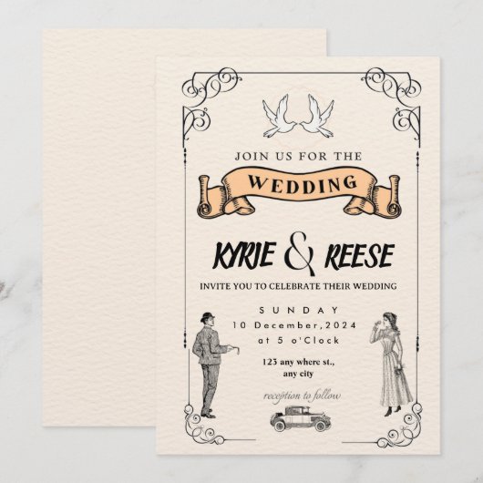 「結婚式のご案内」 招待状 (正面/裏面)