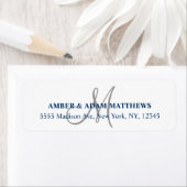 結婚式のためのグレーモノグラム差出人住所ラベル ラベル (インサイチュ)