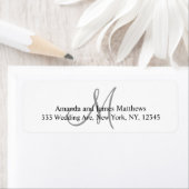 結婚式のためのグレーモノグラム差出人住所ラベル ラベル (インサイチュ)