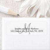 結婚式のためのグレーモノグラム差出人住所ラベル ラベル (インサイチュ)