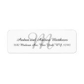 結婚式のためのグレーモノグラム差出人住所ラベル ラベル (正面)