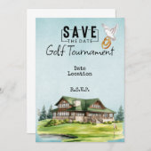 結婚式のためのゴルフクラブハウス日付を保存 招待状 (正面/裏面)