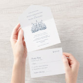 結婚式のためのミニマリストな会場スケッチ アクリル招待状
