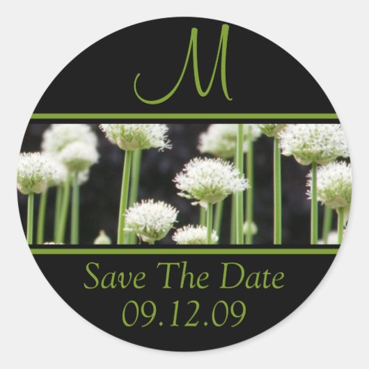 結婚式のためのモノグラムは日付のシールを保存する ラウンドシール (正面)