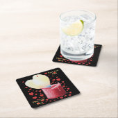 結婚式のためのロマンチックなハート型の炎 スクエアペーパーコースター (インサイチュ)