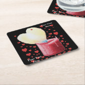 結婚式のためのロマンチックなハート型の炎 スクエアペーパーコースター (アングル)