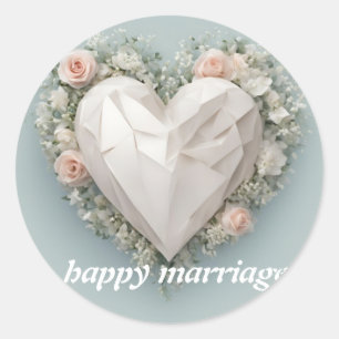 結婚式のための幸せな結婚プレート ラウンドシール