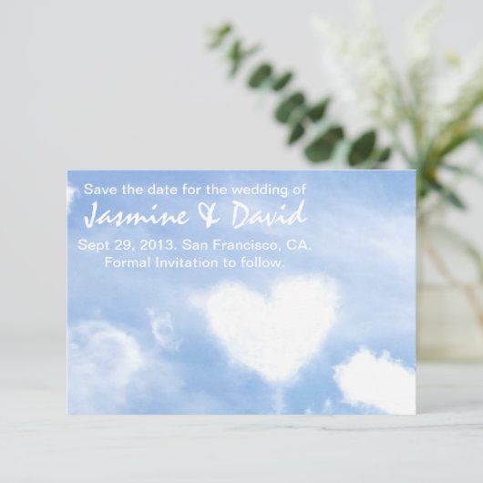 結婚式のための日付-ハート形の雲を救って下さい セーブザデート (スタンド正面)