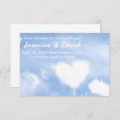 結婚式のための日付-ハート形の雲を救って下さい セーブザデート (正面/裏面)