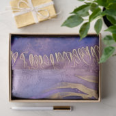 結婚式のための紫と金ゴールドのフローラティッシュペーパー 薄葉紙 (ギフト)