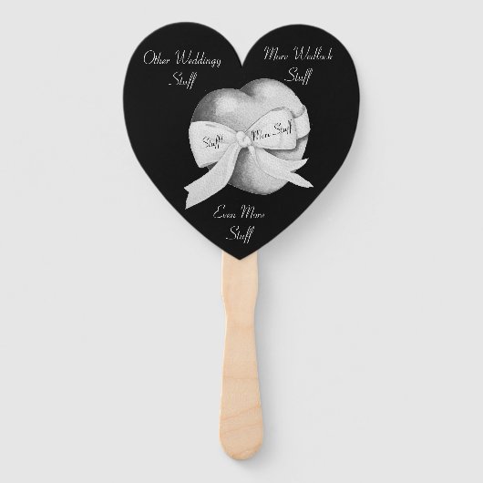 結婚式のための黒い背景の灰色のハート ハンドファン (裏面)