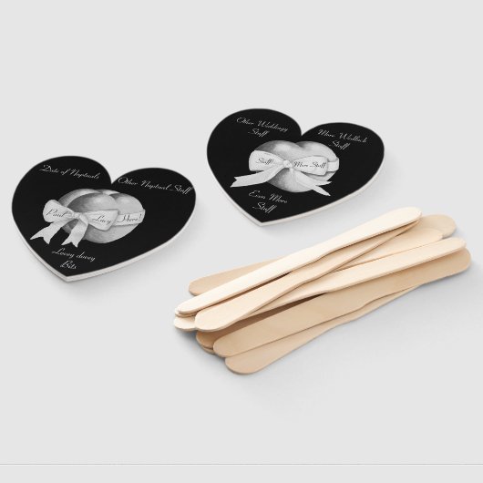 結婚式のための黒い背景の灰色のハート ハンドファン (組立なし)