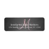 結婚式のための黒板ピンクモノグラム ラベル (正面)