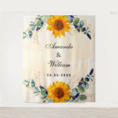 結婚式のひまわり ユーカリ グリーン 装飾 名前 タペストリー (正面)