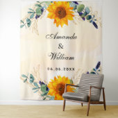 結婚式のひまわり ユーカリ 緑の装飾 名前 タペストリー (インサイチュ)