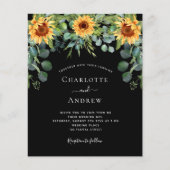 結婚式のひまわり ユーカリ 黒 予算 チラシ (正面)